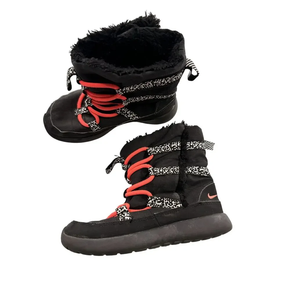 Nike Kids Girls Rosherun Sneakerboots GS Black Hyper Punch 654493-002 Size 12C